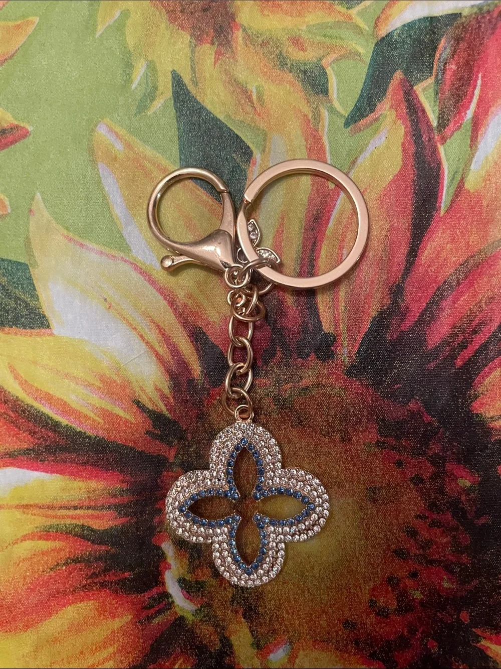 Blue and gold keychain